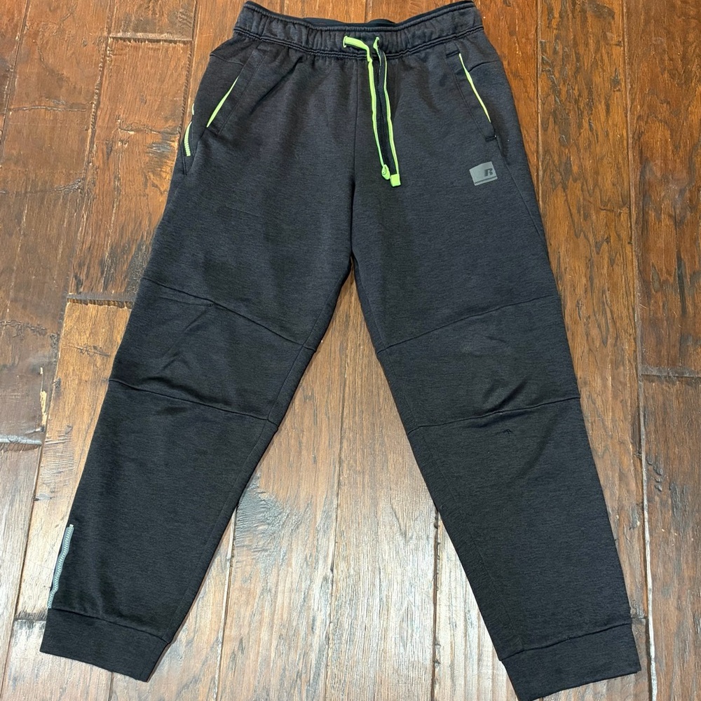 Kids Russell Athletic Charcoal Joggers with Neon Accents